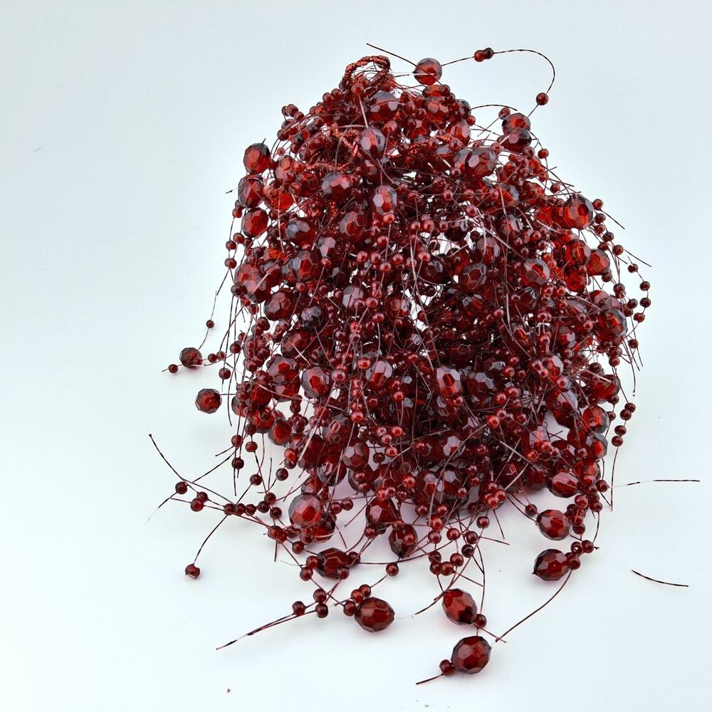 Handmade Large Red Beaded Hairpiece /Haircomb